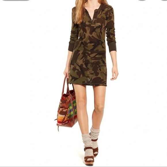 Polo Ralph Lauren | Women’s Camo Henley Mini Dress | XS | GUC - Picture 1 of 9